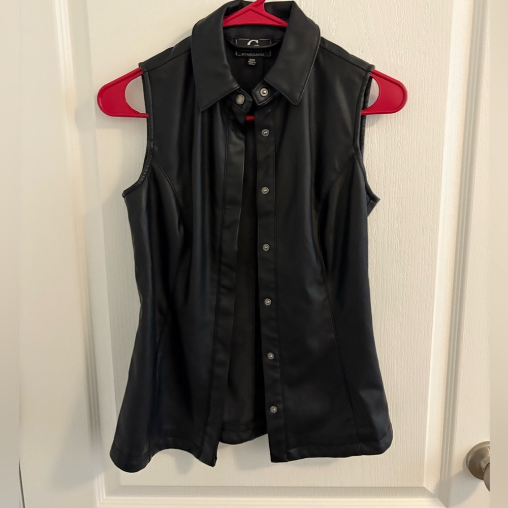 Black faux leather tank/vest